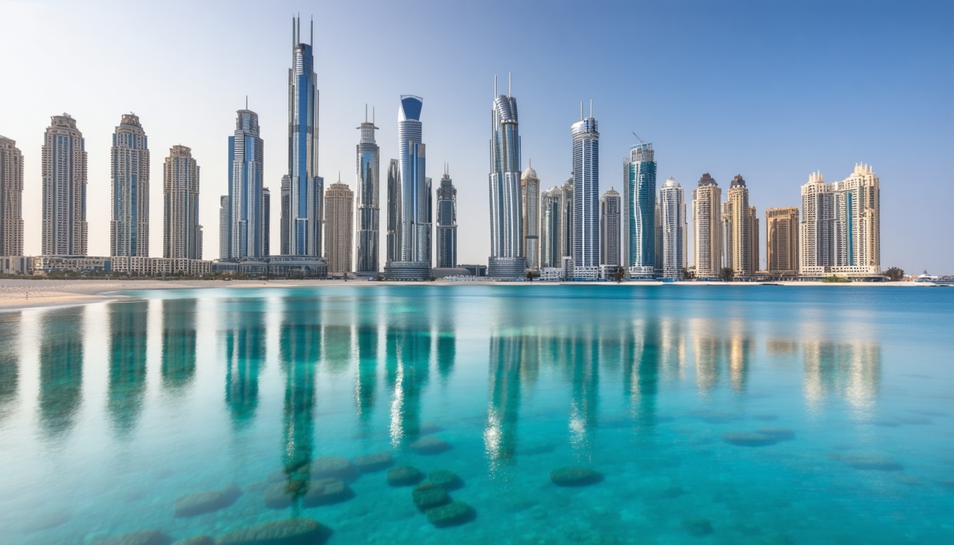 Luxury Dubai cityscape with iconic landmarks